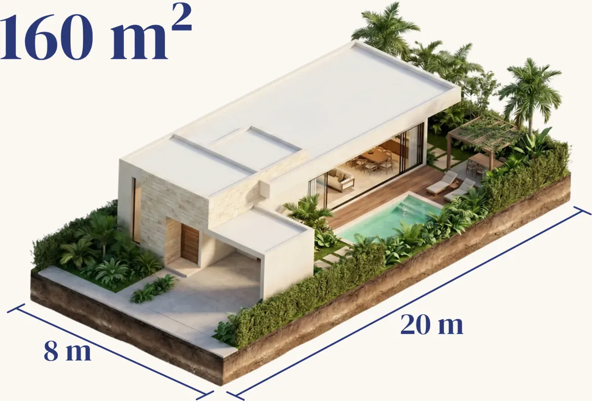 Ejemplo de casa posible en un terreno de 160 m²
