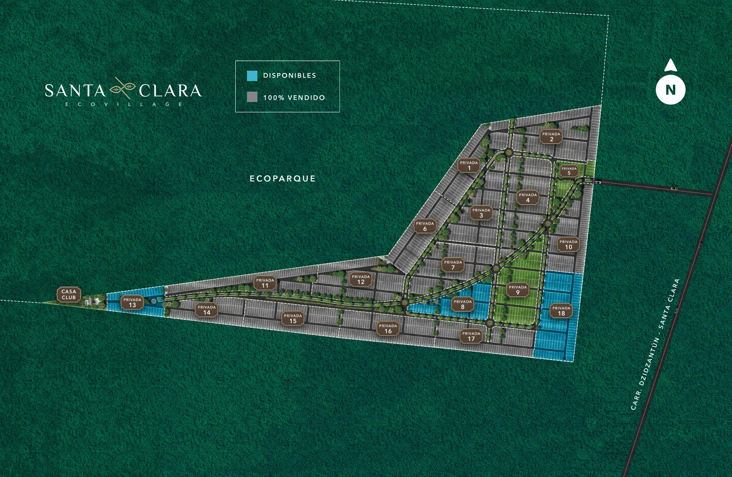 Master Plan de Santa Clara Ecovillage con 18 privadas, ecoparque y casa club